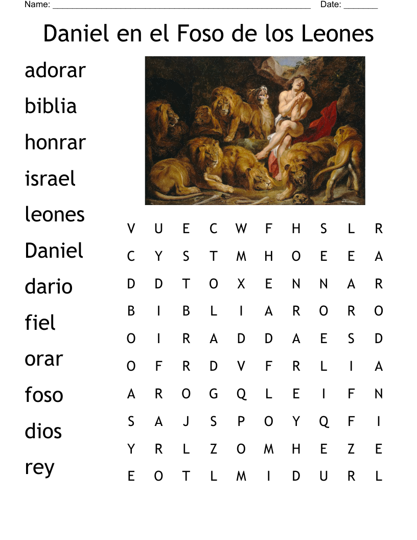 Daniel en el Foso de los Leones Word Search
