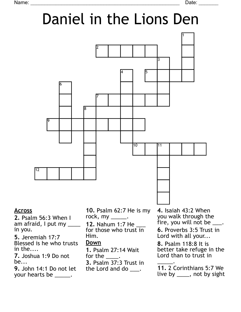 Daniel in the Lions Den Crossword