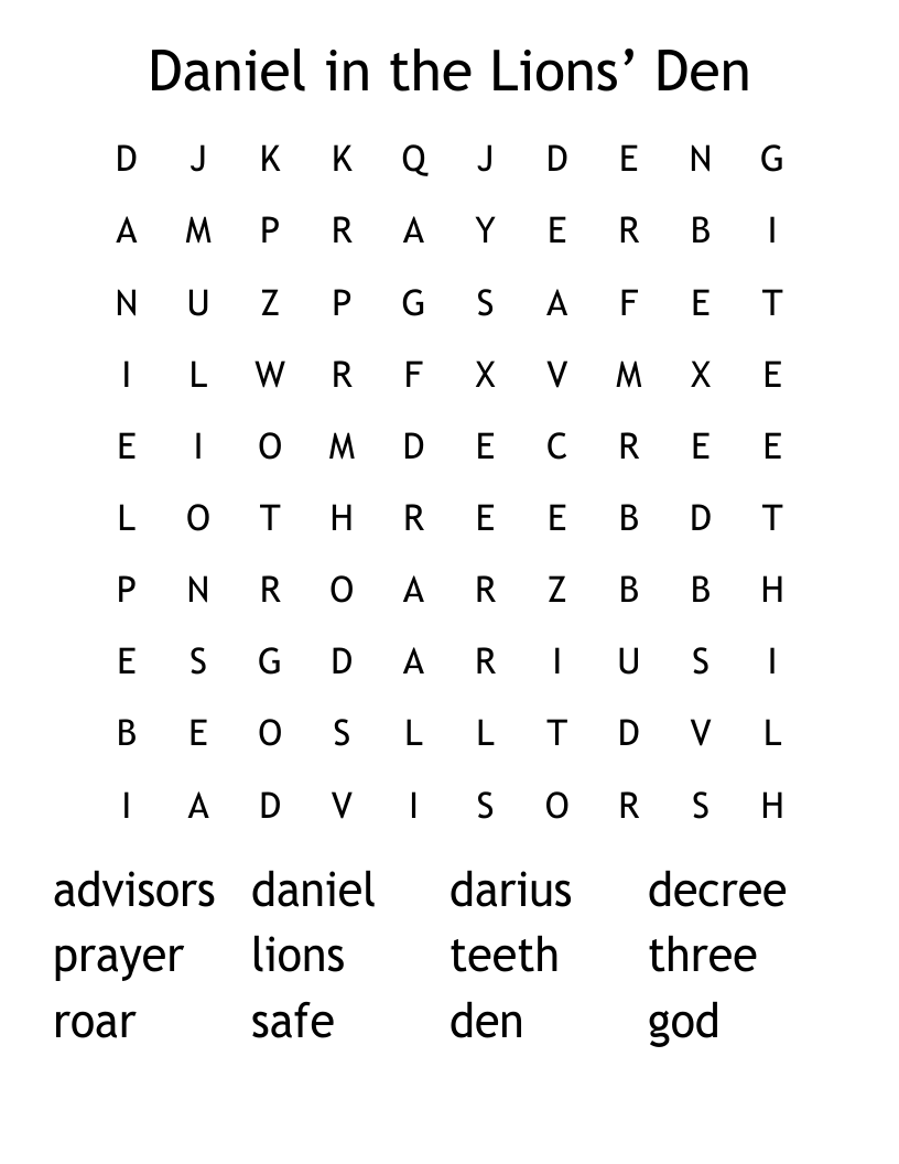 Daniel in the Lions’ Den Word Search
