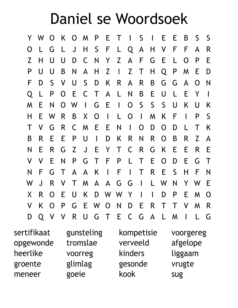 Daniel se Woordsoek Word Search
