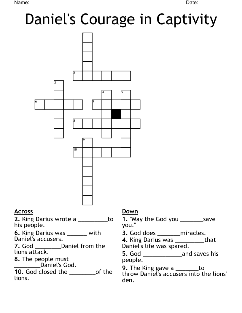 Daniel's Courage in Captivity Crossword