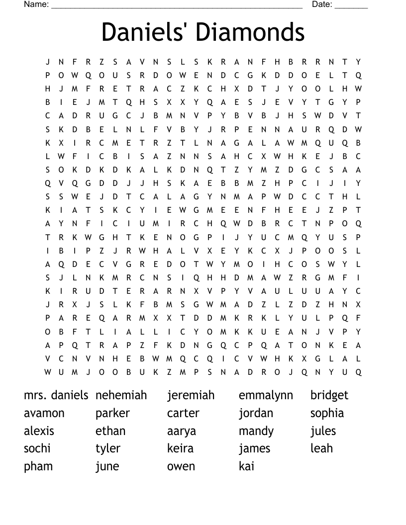 Daniels' Diamonds Word Search