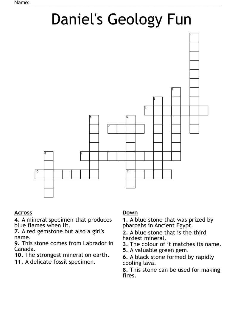 Daniel's Geology Fun Crossword