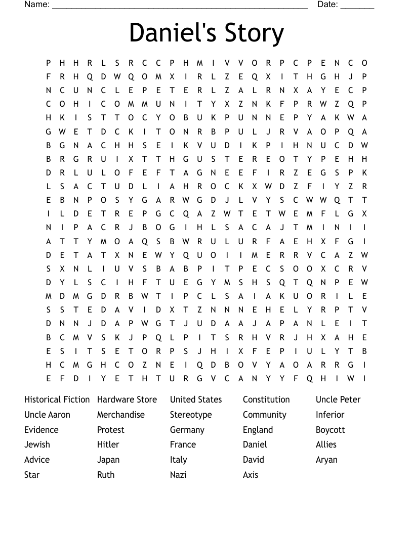 Daniel's Story Word Search