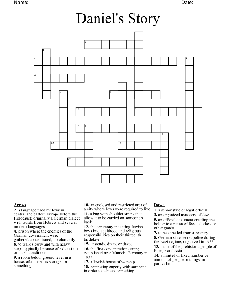 Daniel's Story Crossword