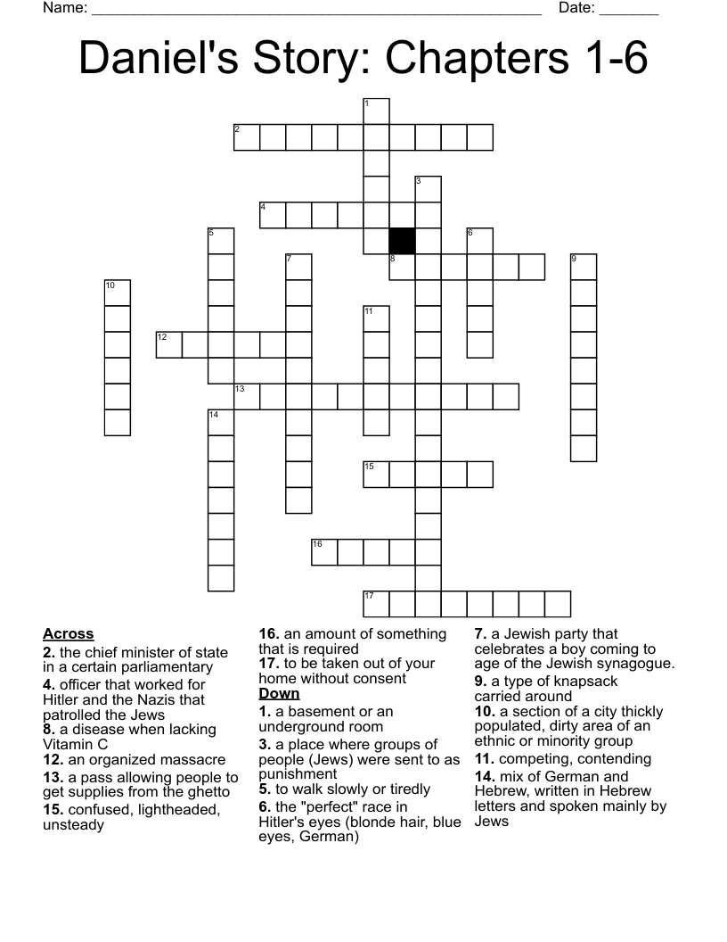 Daniel's Story: Chapters 1-6 Crossword