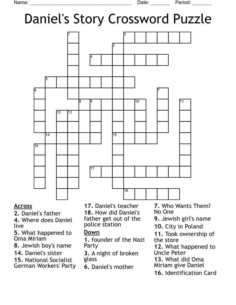 Daniel's Story Crossword Puzzle