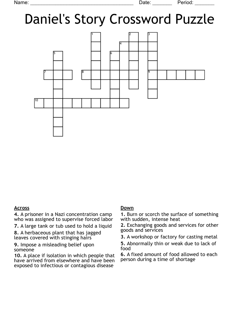 Daniel's Story Crossword Puzzle