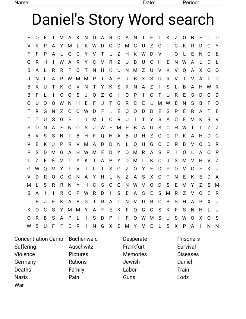 Daniel's Story Word search