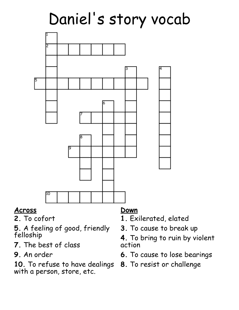 Daniel's story vocab Crossword