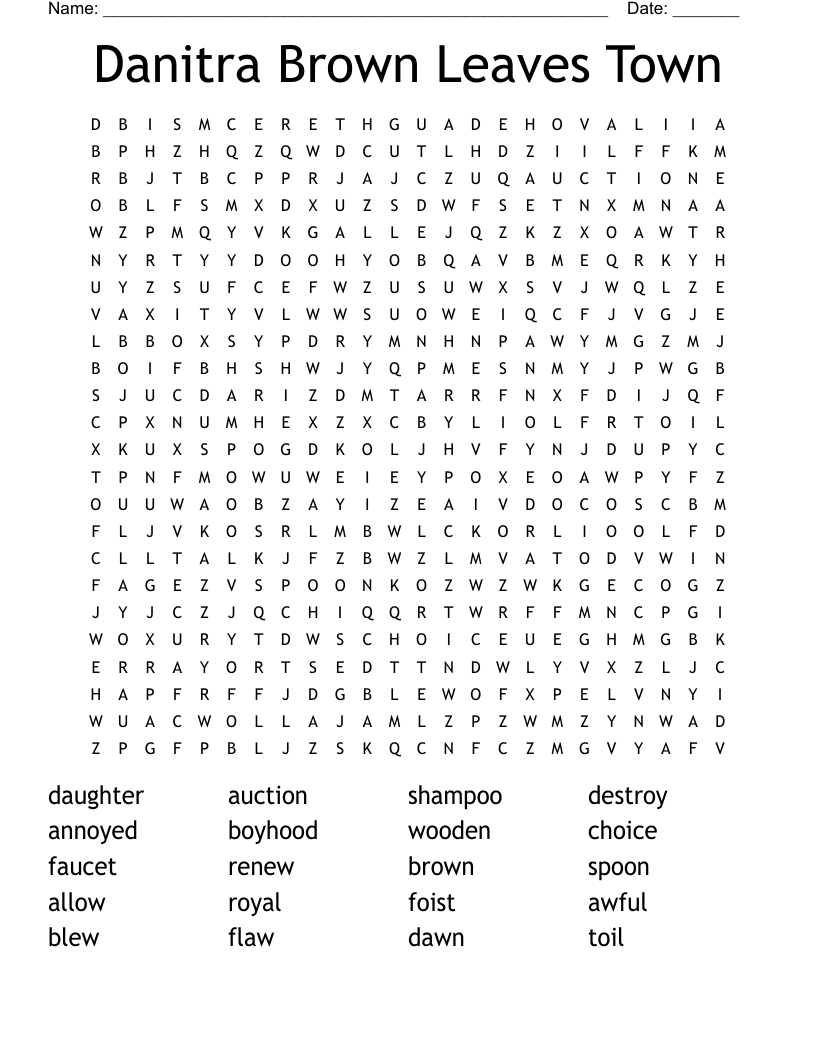 Danitra Brown Leaves Town Word Search