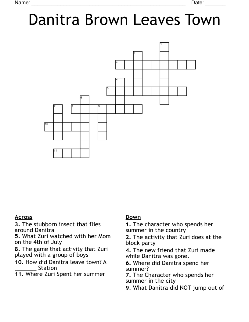 Danitra Brown Leaves Town Crossword