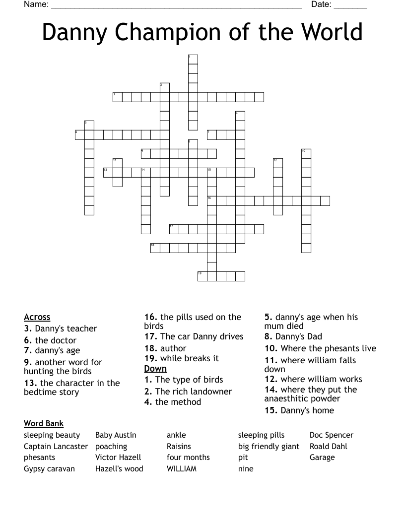 Danny Champion of the World Crossword