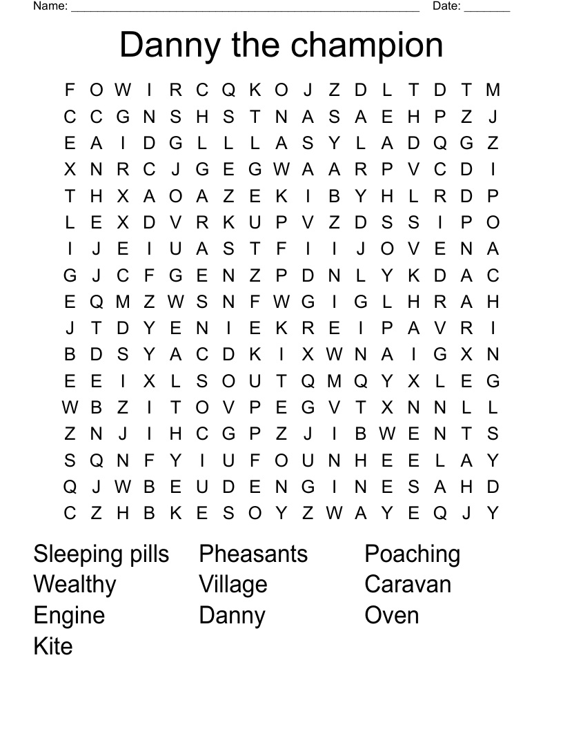 Danny the champion Word Search