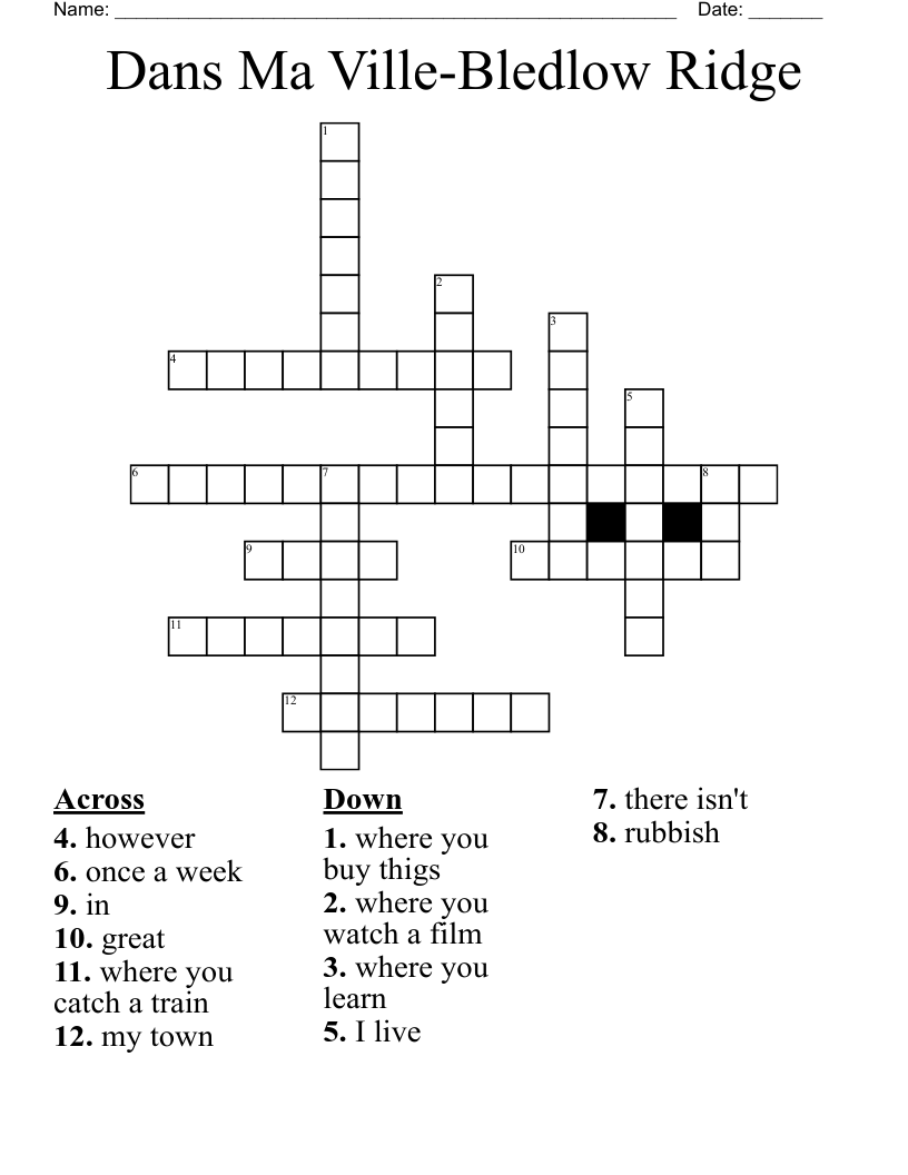 Dans Ma Ville-Bledlow Ridge Crossword