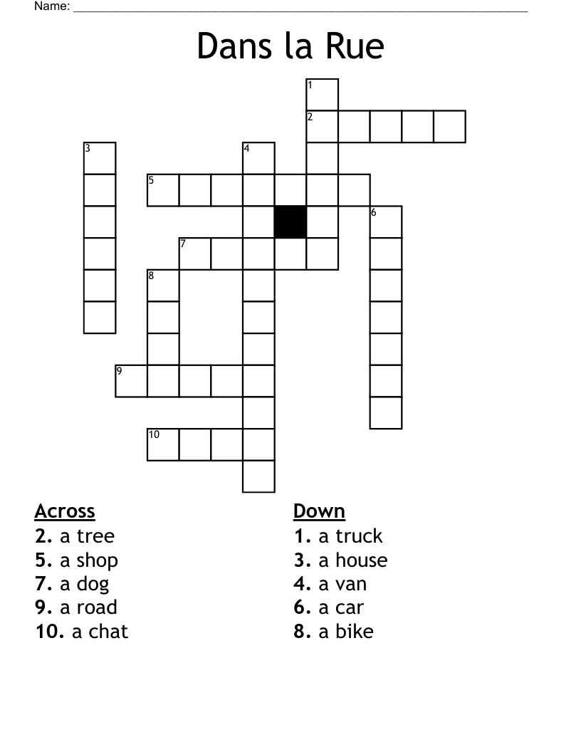 Dans la Rue Crossword