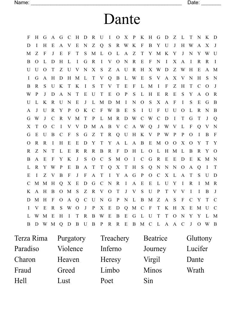 Dante Word Search
