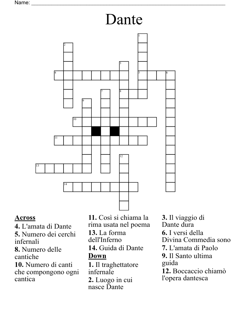 Dante Crossword