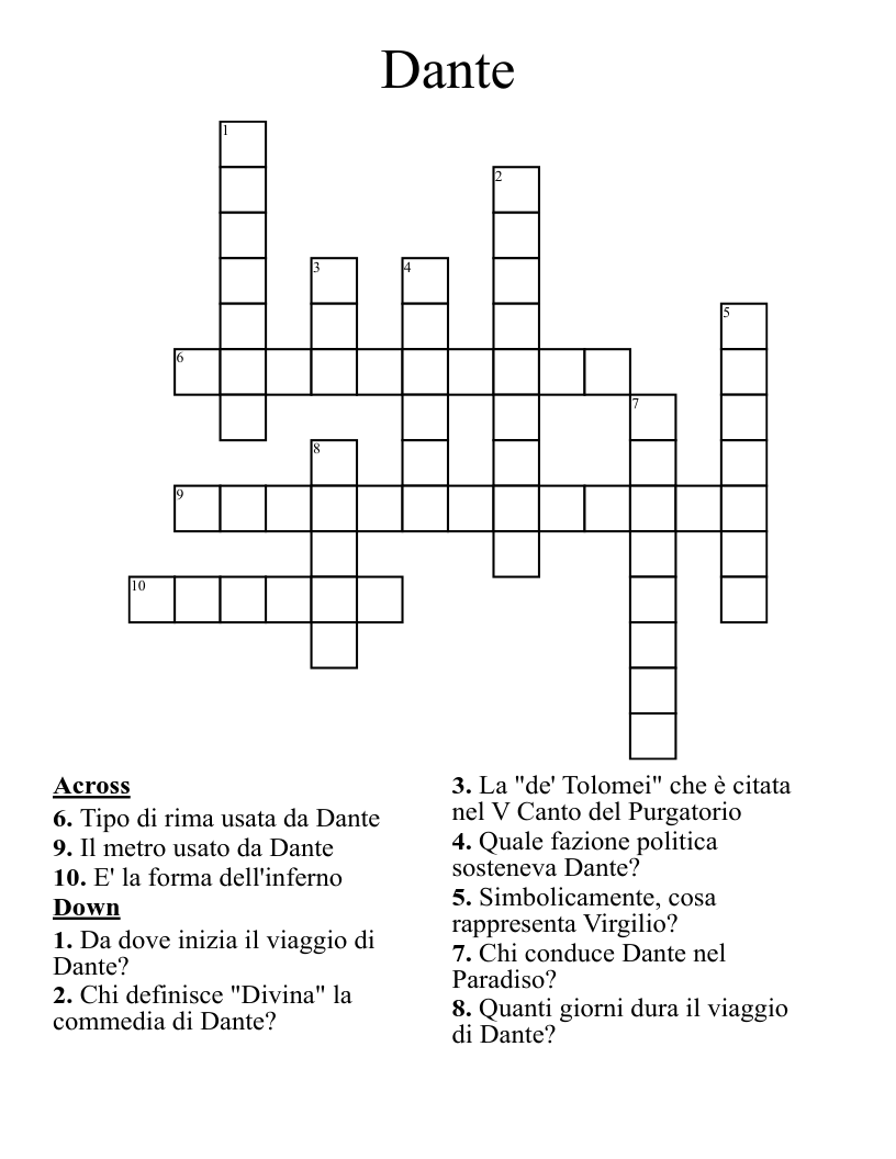 Dante Crossword