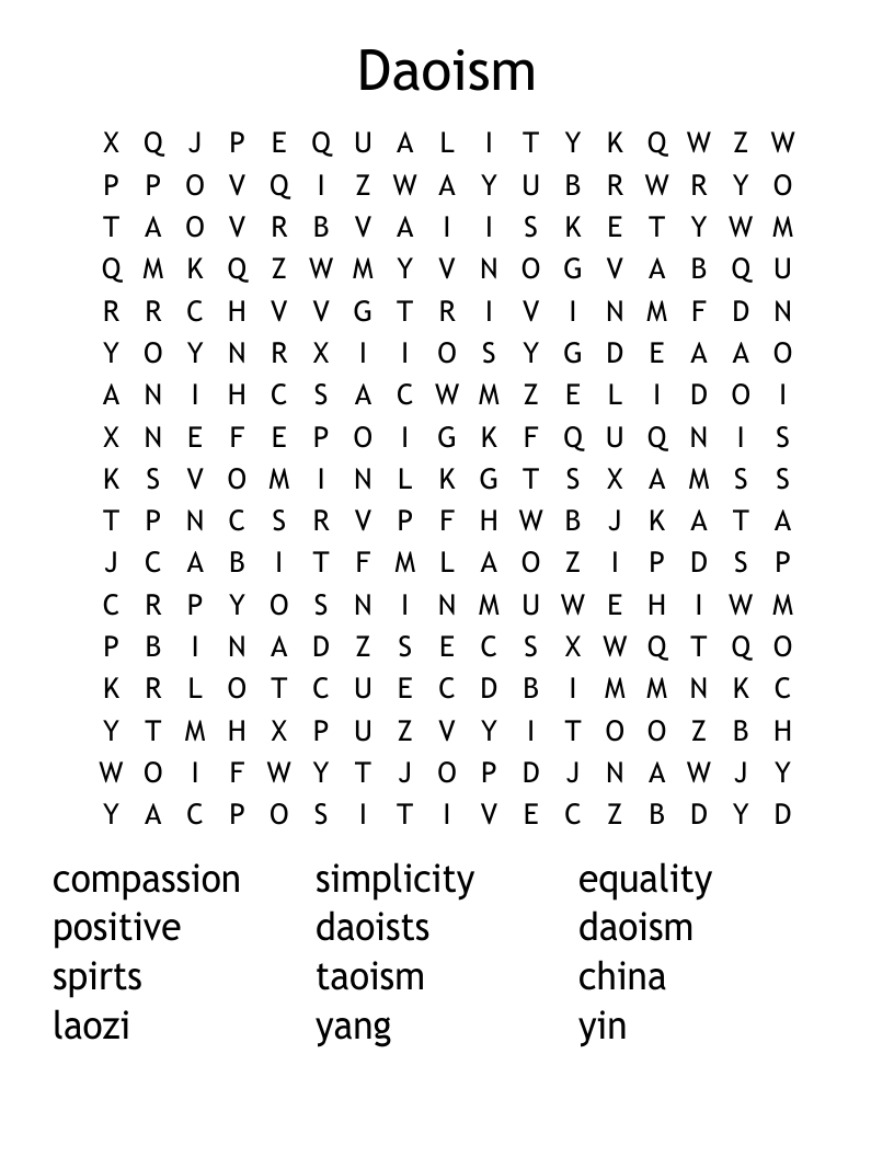 Daoism Word Search