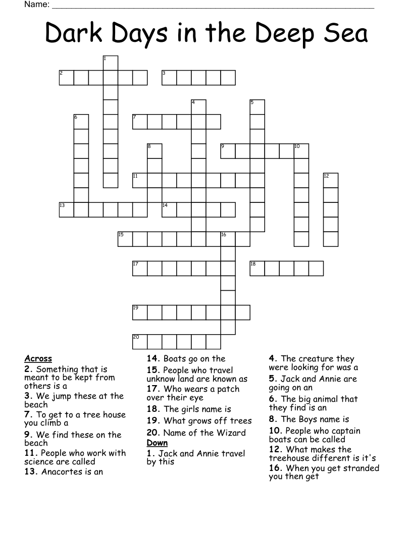 Dark Days in the Deep Sea Crossword