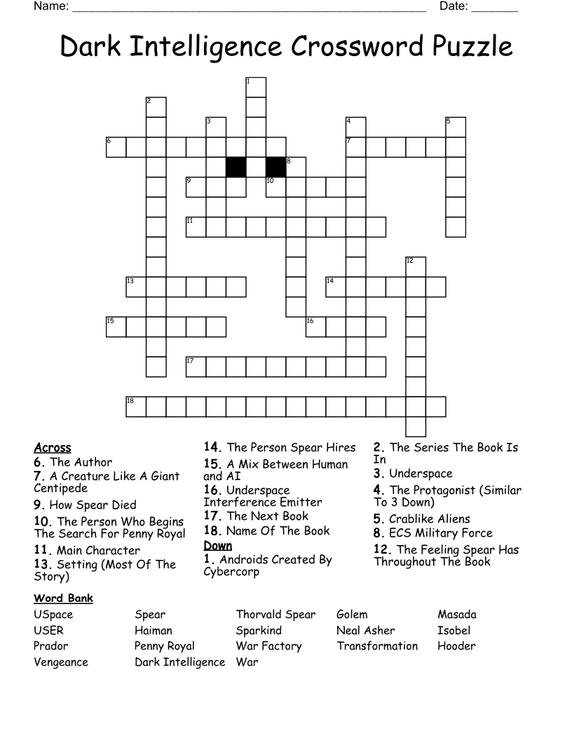 Dark Intelligence Crossword Puzzle