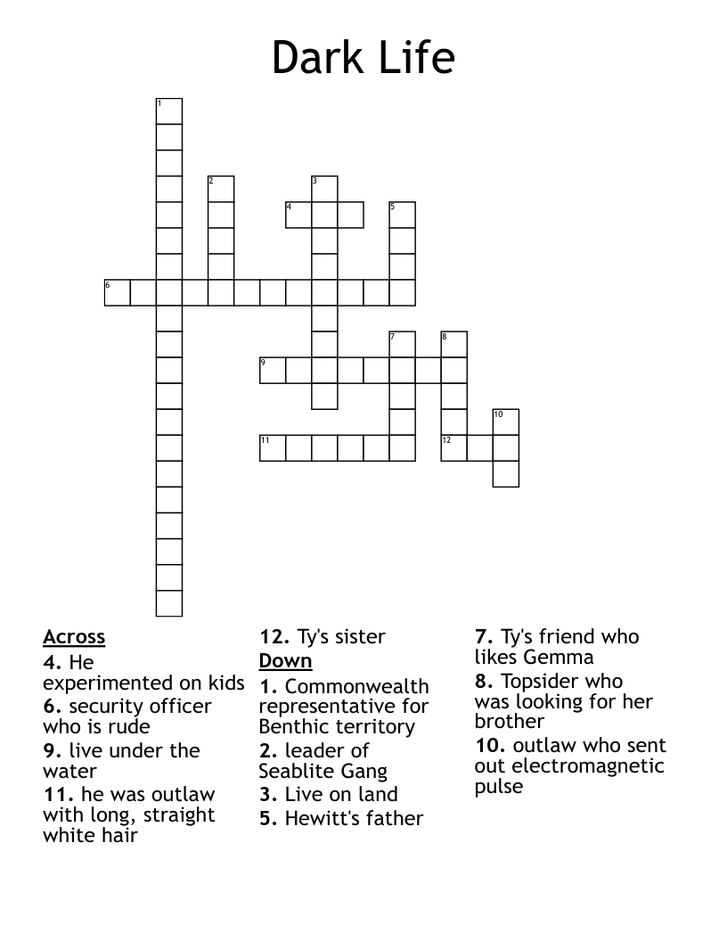 Dark Life Crossword