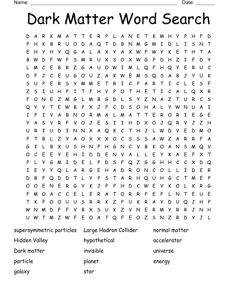 Dark Matter Word Search 