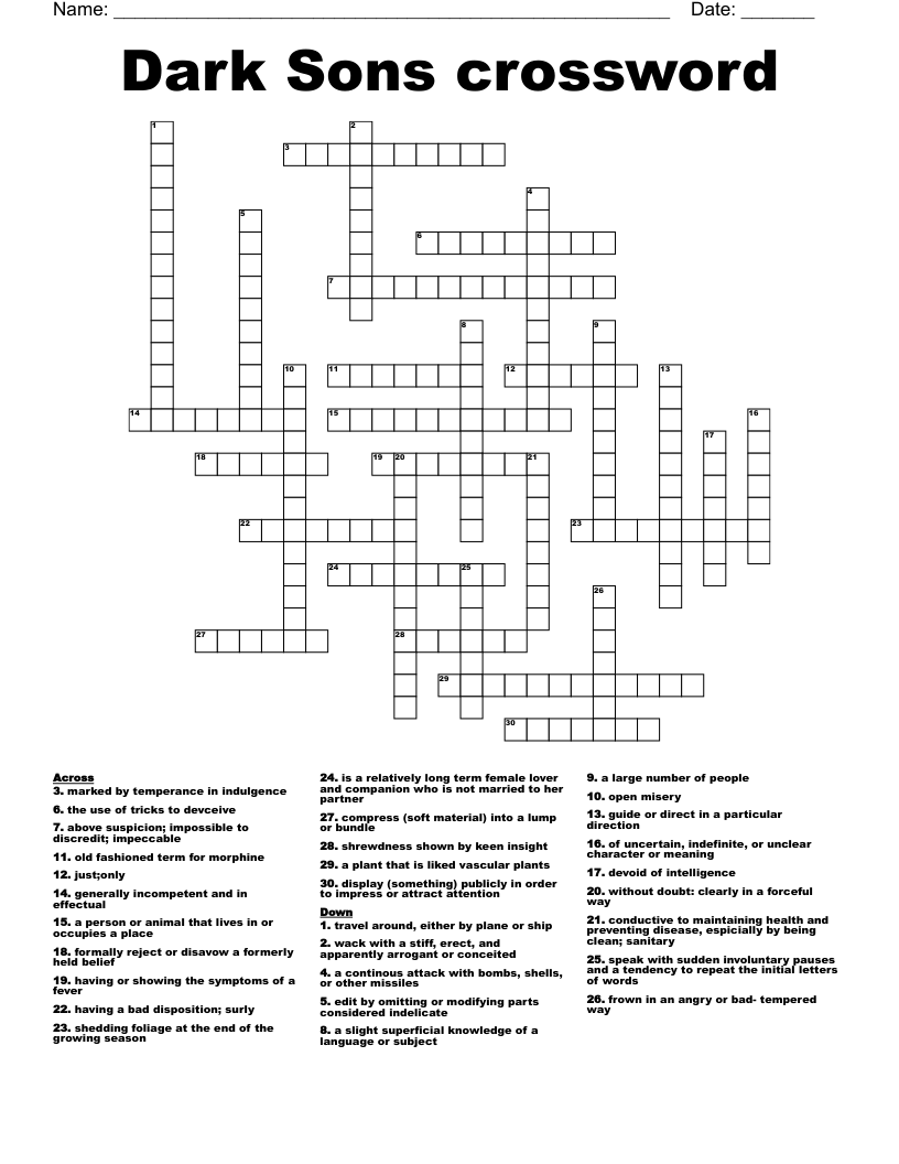 Dark Sons crossword