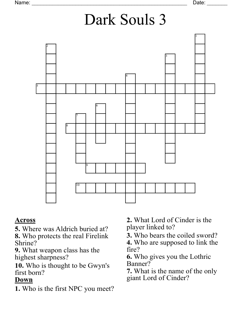 Dark Souls 3  Crossword