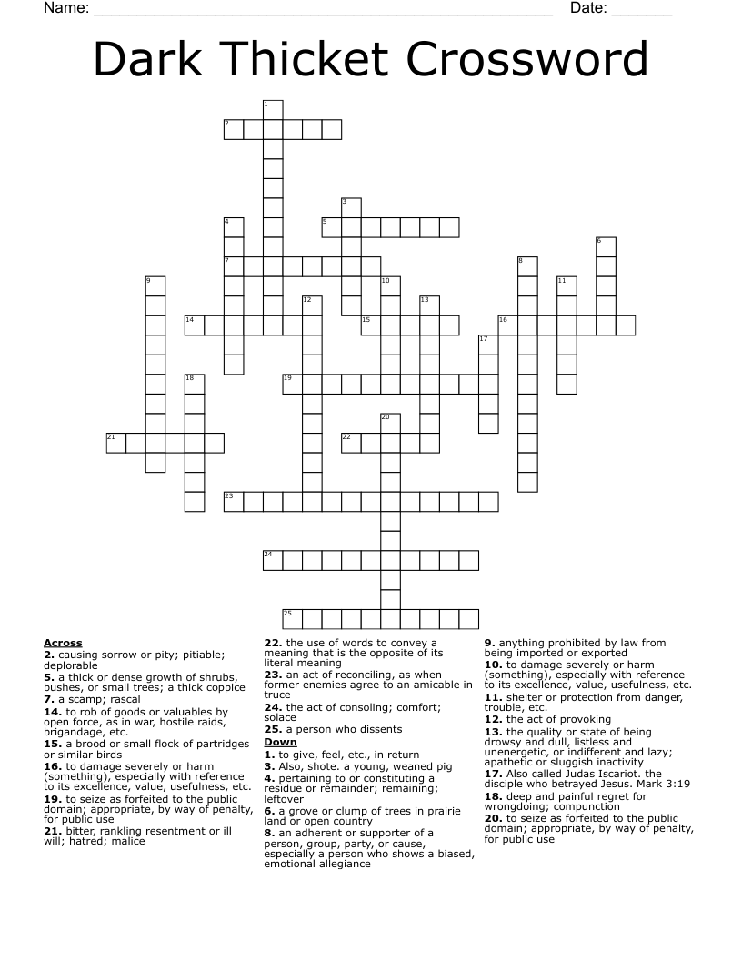 Dark Thicket Crossword