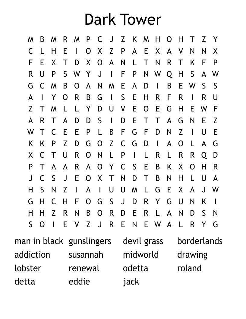 Dark Tower Word Search