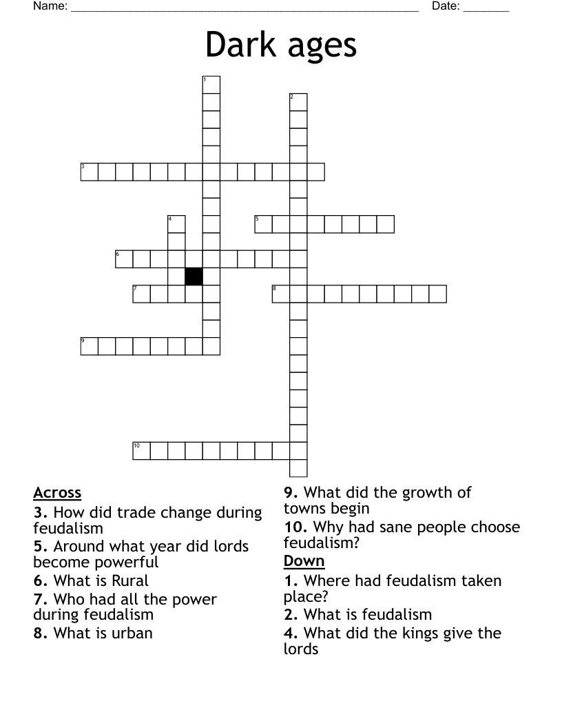 Dark ages Crossword