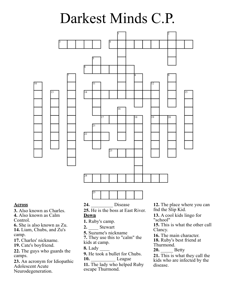Darkest Minds C.P. Crossword