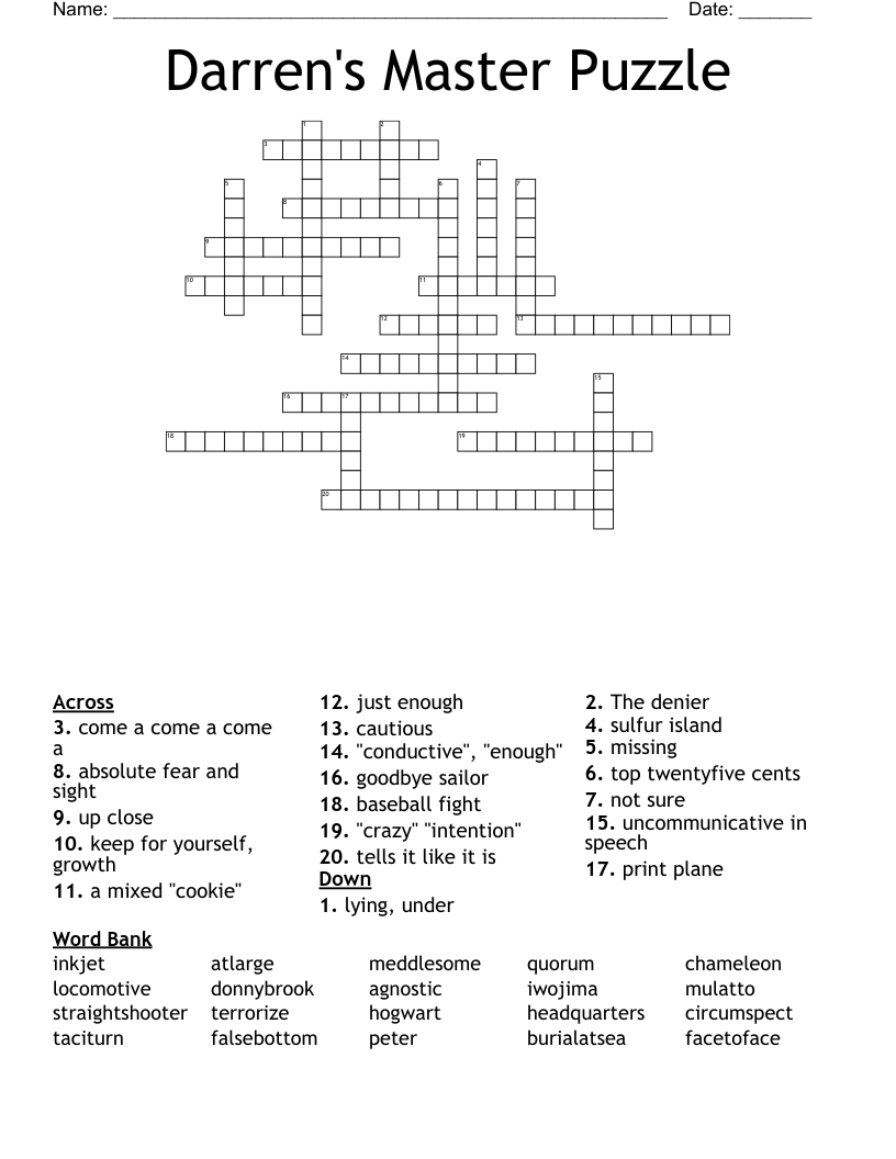 Darren's Master Puzzle Crossword