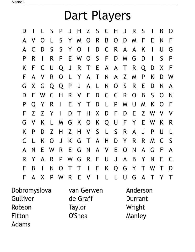 Dart Players Word Search