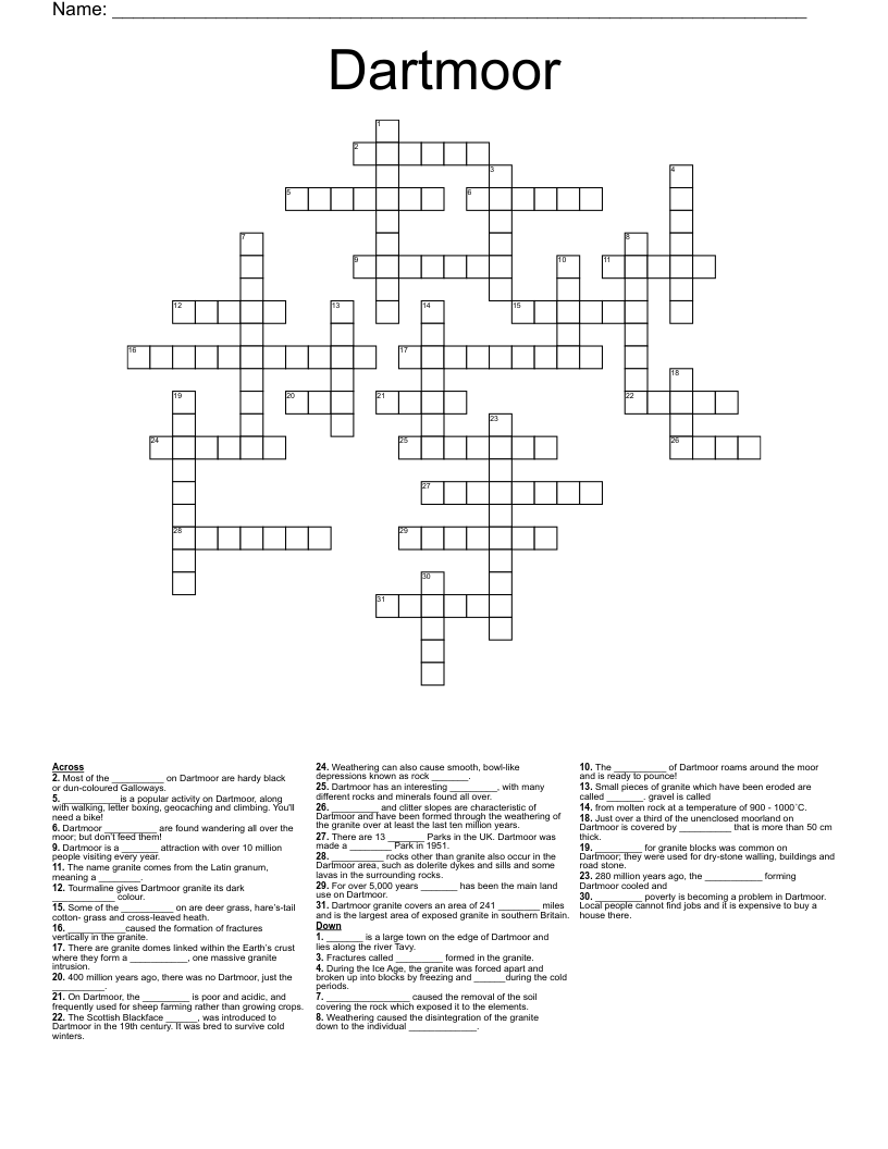 Dartmoor Crossword