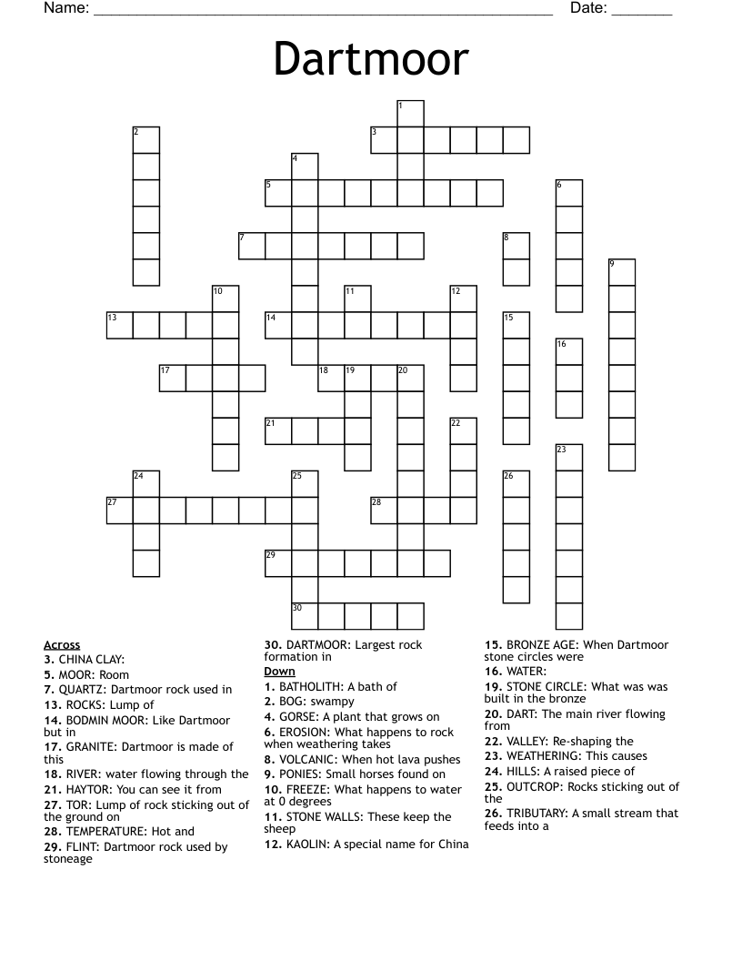 Dartmoor Crossword