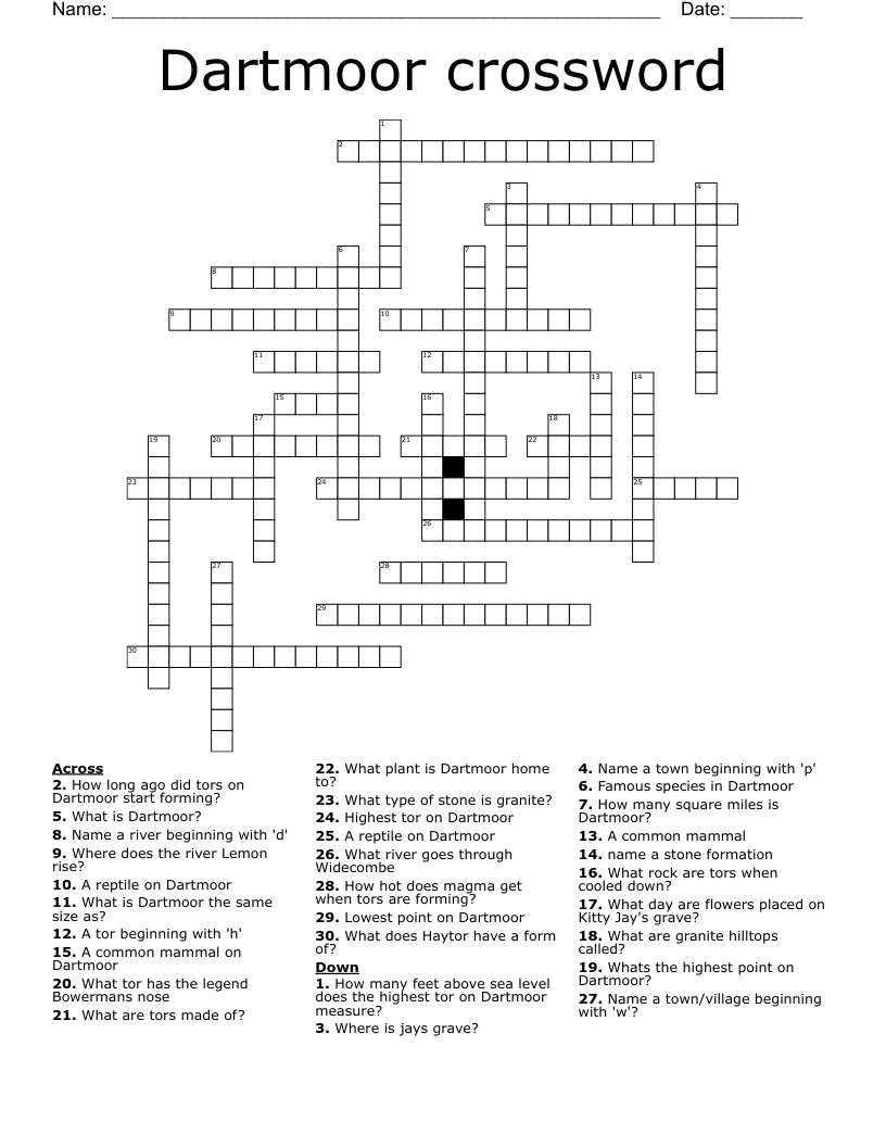 Dartmoor crossword