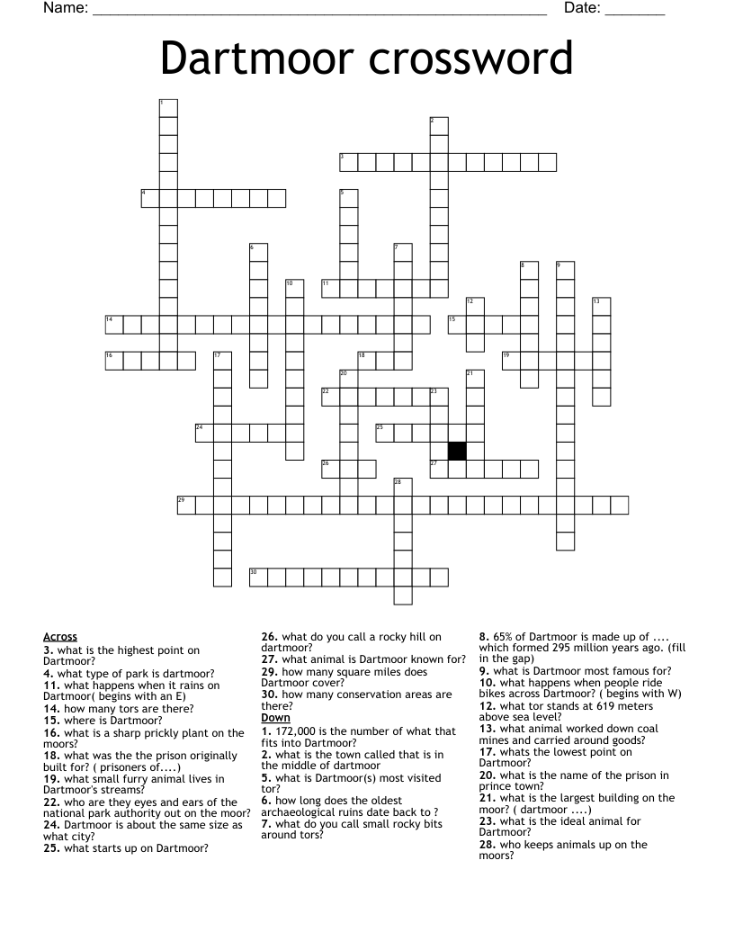 Dartmoor crossword