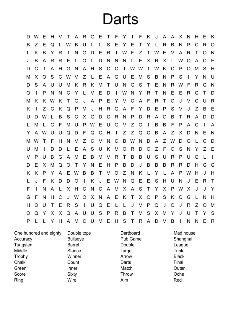 Darts  Word Search