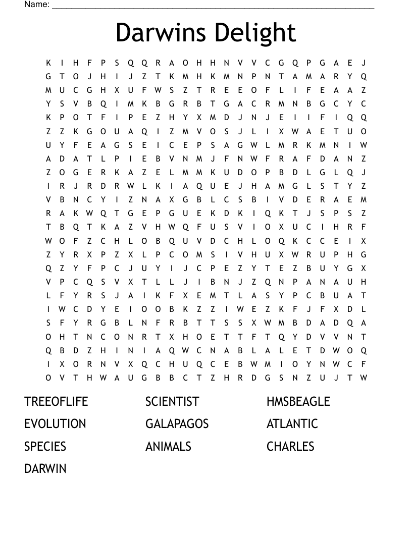 Darwins Delight Word Search
