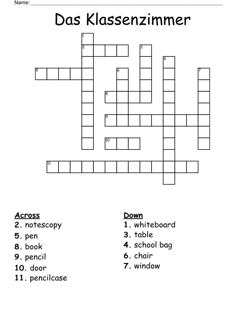 Das Klassenzimmer Crossword