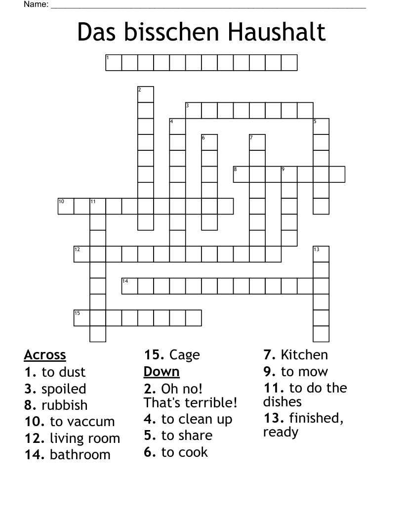 Das bisschen Haushalt Crossword