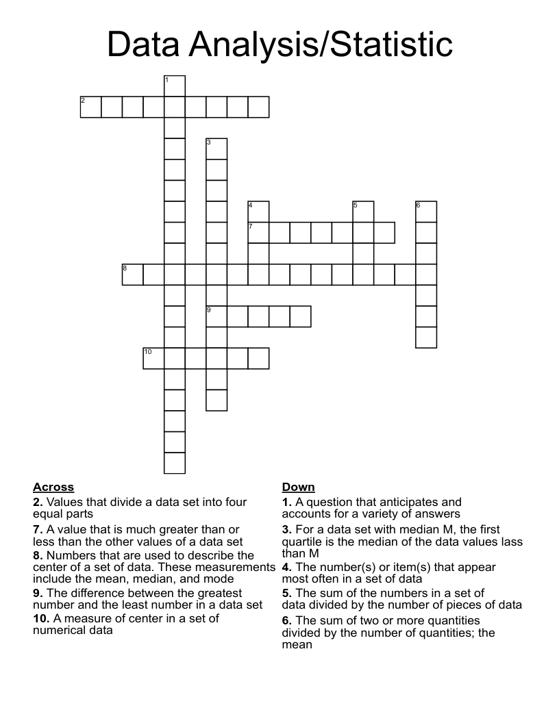 Data Analysis/Statistic  Crossword