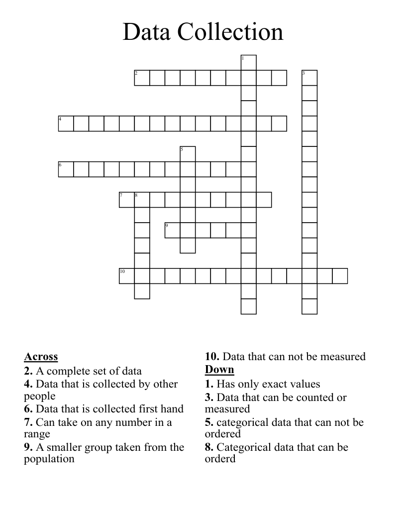 Data Collection Crossword