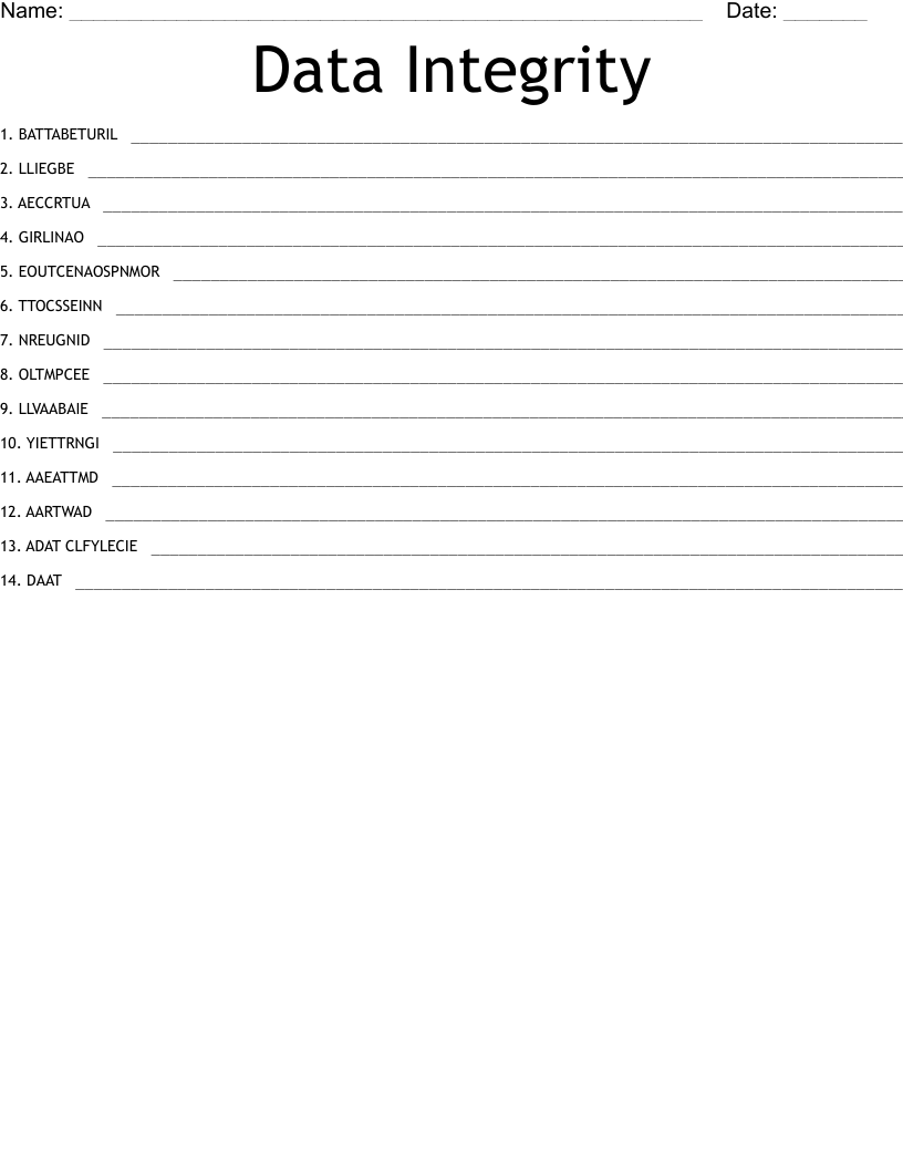 Data Integrity Word Scramble