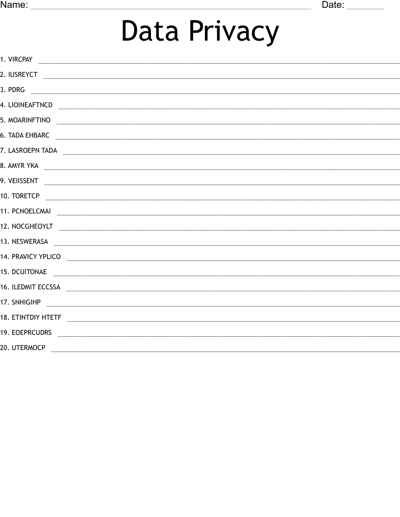 Data Privacy Word Scramble