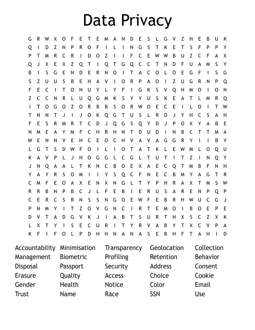 Data Privacy Word Search