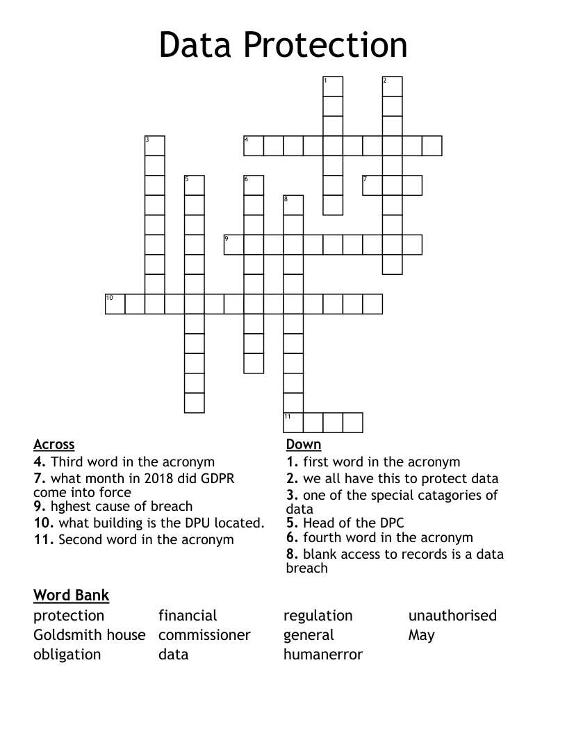 Data Protection  Crossword